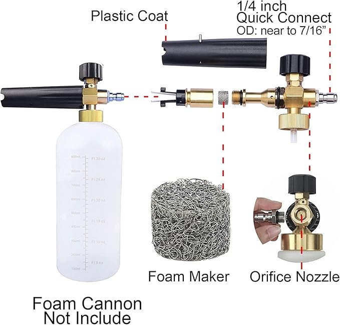 M MINGLE High Pressure Washer Gun Snow Foam Lance, Foam Cannon Orifice Nozzle Tips and Foam Maker