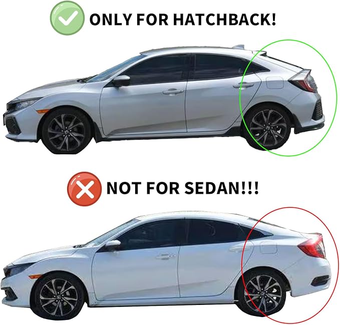 Window Visors Rain Guards Shield for 2016-2021 Honda Civic Hatchback, Out-Channel Window Vent Wind Deflectors Visors Shades for 16-21 Civic (Not for Sedan