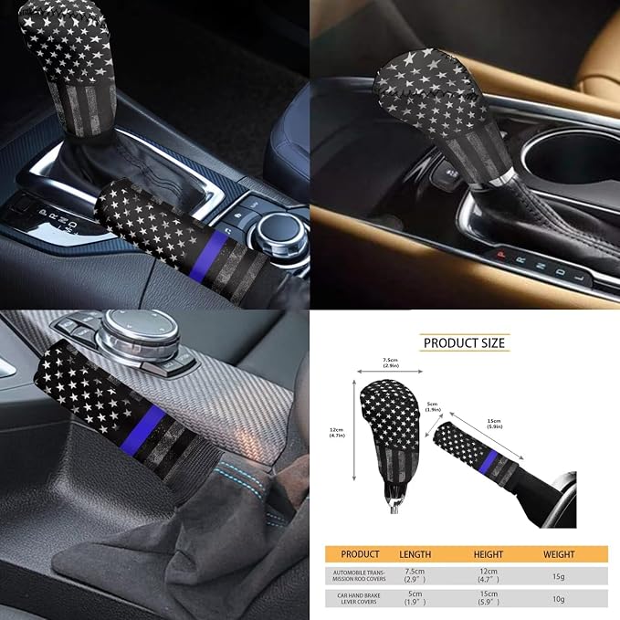 KEIAHUAN USA Flag Car Seat Covers Car Accessories with Cup Coasters/Hand Brake and Gear Shift Knob Cover/Steering Wheel Cover/Headrest Covers Universal Fit for Vans Sedans SUV Truck
