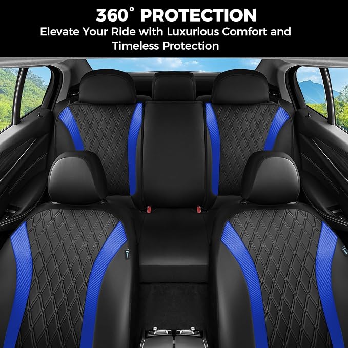 FLORICH Seat Covers, Car Seat Covers Full Set, Waterproof Leather Car Seat Protector, Front and Rear Seat Covers for Cars, Automotive Seat Covers Universal Fit for Most Cars SUV Truck