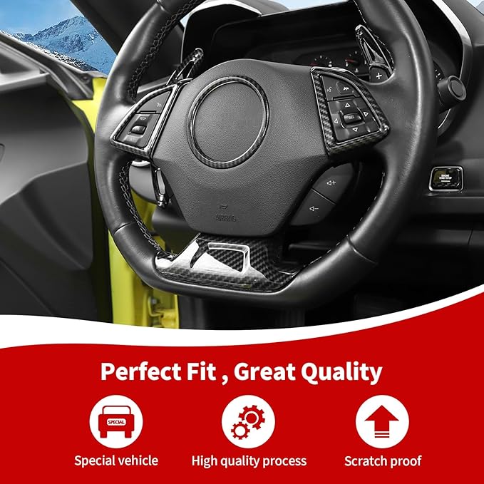 RAZPOY for Camaro Interior Trim Kit, 6PCS Gear Shift Panel Trim Navigation Screen Radio Cover Compatible with 2017-2023 Chevy Camaro, Carbon Fiber (Small Screen)