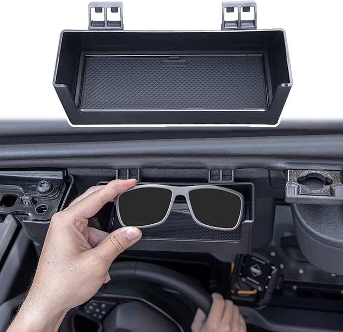 TOPINSTALL Sun Visor Sunglass Holder and 2-Layer Trays Compatible with 2025 Ford Bronco 4 Doors Automatic Transmission ONLY, Interior Organizer (Not for Manual Transmission & 2 Doors & Bronco Sport)