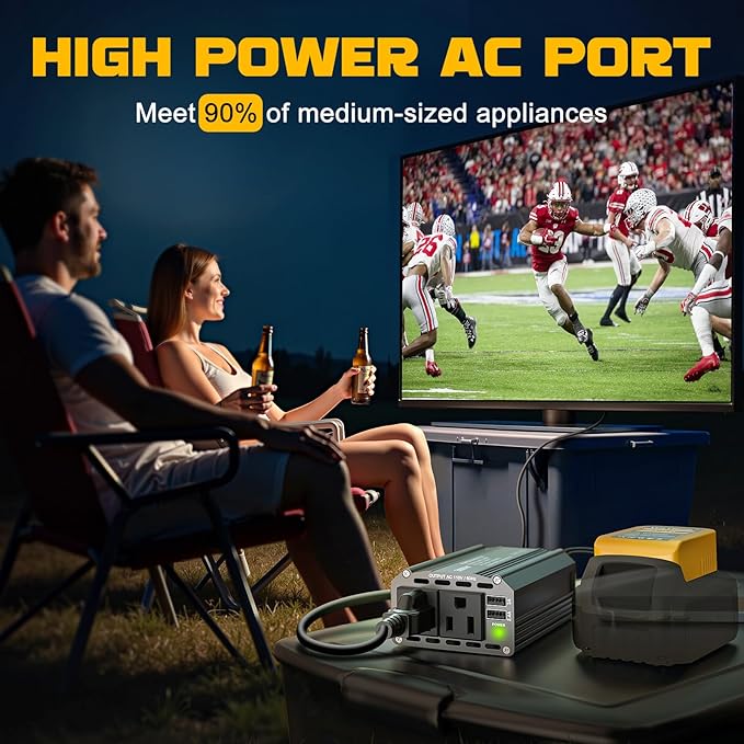 VoLtTech 300W Power Inverter 18V to 110V Compatible with Dewalt 20V, Battery Inverter DC Charger Adapter with 2 AC Outlet & 2 USB Port for Vehicles, Laptop, Computer, Phone, Fan(No Battery)(2 Pack)