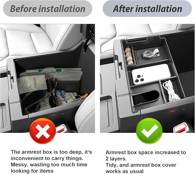 SKTU for 2007-2021 Toyota Tundra Center Console Organizer for 2007-2021 Toyota Tundra/Sequoia Console Tray 2007-2021 Tundra Sequoia Accessories ABS Durable Armrest Storage Box