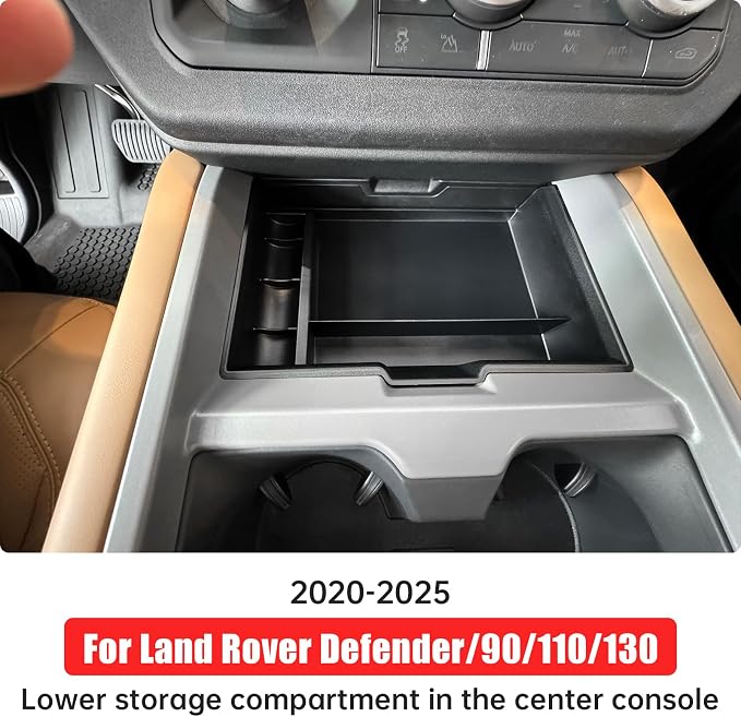 Console Storage Box for 2025-2026 Land Rover Defender 90 110 130 Upper Storage Compartment for Lower Center Console Organizer Tray Interior Trim Modification Accessories (Lower storage compartment)