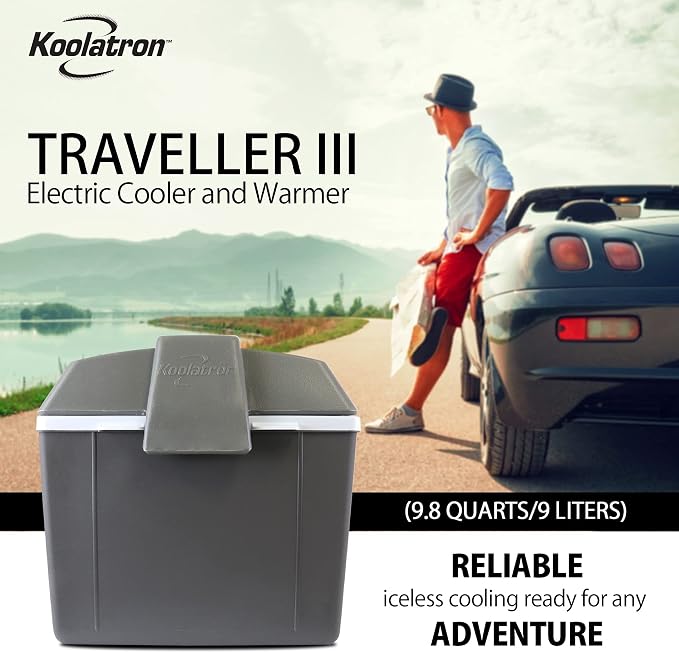 Koolatron 12V Iceless Cooler & Warmer – Portable 9.8 qt Electric Cooler/Nevera Portátil Eléctrica for Car Truck Camper Boat Hard Sided Mini Fridge for Camping Picnic Travel Lunch Food Drink Office