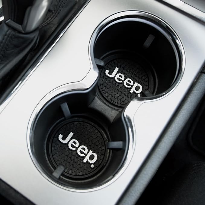 Plasticolor 008886ZA1 Jeep Wrangler License Plate Frame Grill Key Chain and 2pc Auto Coaster Assortment - 4 piece kit