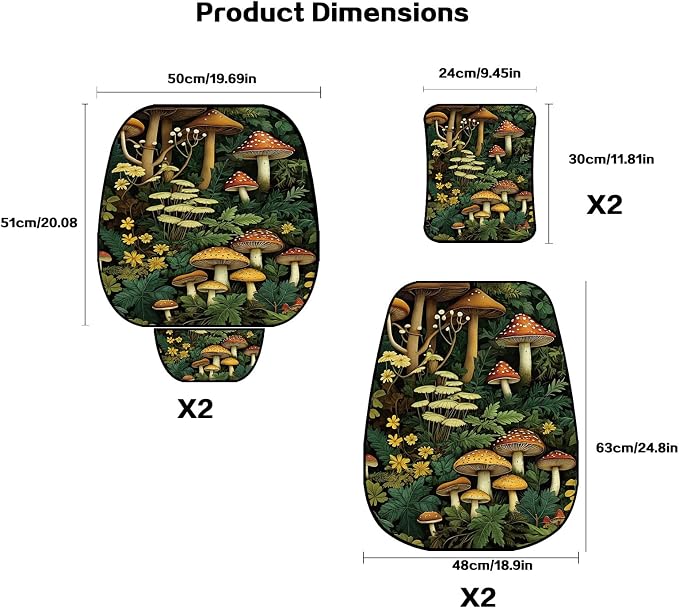 Car Seat Covers Set, 2 - Front Seat Full Set,Mushroom Honeycomb Knit Fabric, Breathable & All - Season Universal Automotive Seat Protectors