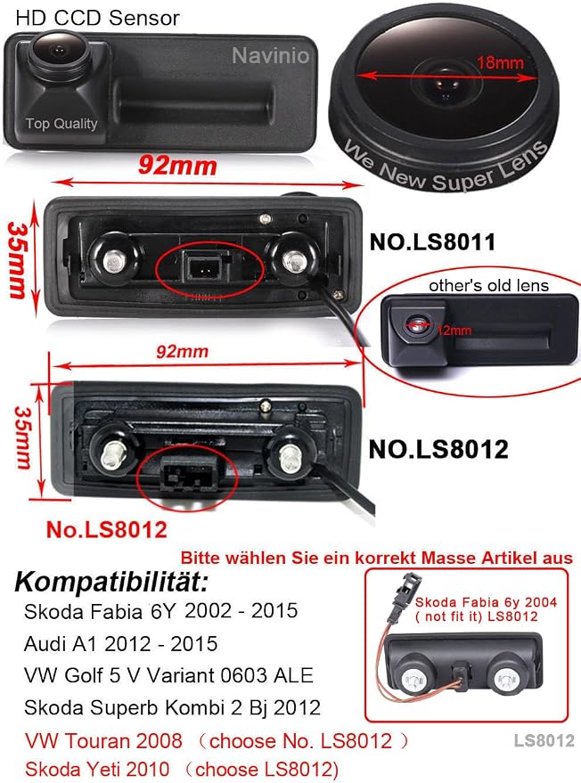 1280 * 720 1000 TV Lines Car Backup Camera Reverse Parking vehichle Camera Replacement for VW Golf Touaran Skoda Superb Yeti Fabia Octavia Kombi Combi Limousine Roomster Audi A1 Waterproof