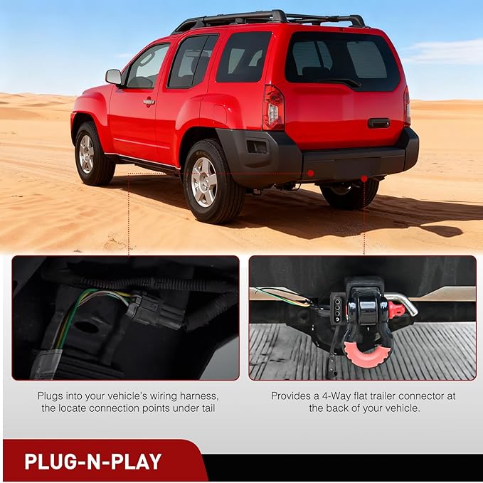 Nilight 4 Pin Trailer Wiring Harness 55441 Custom for 2005 2006 2007 2008 2009 2010 2011 2012 2013 14 15 16 17 18 19 20 21 22 23 24 Nissan Frontier Xterra Pathfinder Suzuki Equator