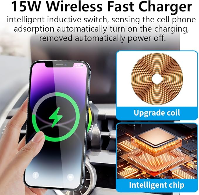 Car Magnetic Phone Mount for Lexus NX 2015 2016 2017 2018 2019 2020 2021 NX300h NX300 NX200t Auto Interior Accessories Best Cellphone Holder Fast 15W Wireless Charger Cell Phones Charging Screen Stand