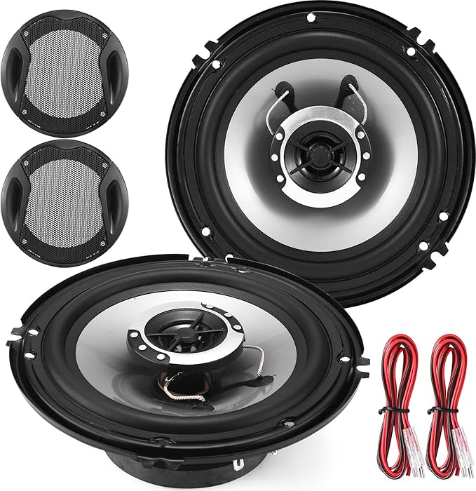 6in 2-Way Coaxial Car Speakers, 400W (100W RMS), Universal Car Stereo Speaker Replace, Auxiliary Coaxial Speaker W/Wire & Cover (Pair)