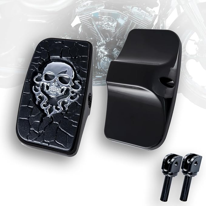 Driver Rear Passenger Footpeg Passenger Peg Floorboard Footboard for Honda Suzuki Triumph CBR Gold wing GSX M109 M50 M90 VS650 Rocket (MetalSkull, GlossBlack)