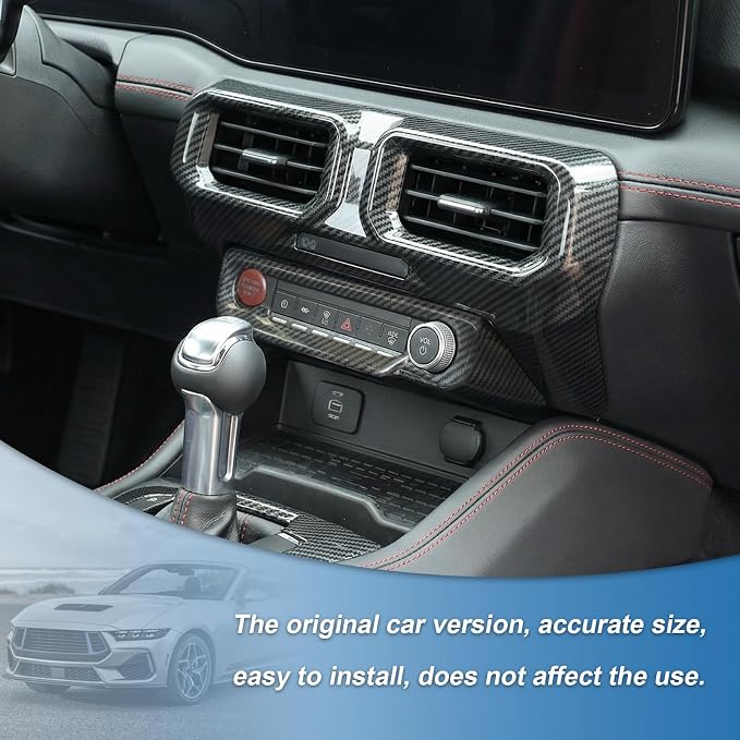 Carbon Fiber Center Console AC Air Vent Cover Compatible with Ford Mustang 2024 2025