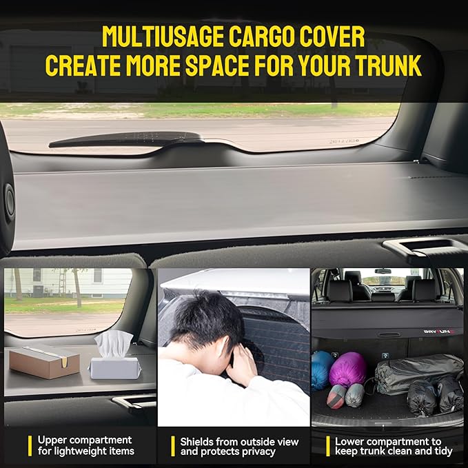 Cargo Cover Retractable Trunk Cover Privacy Shade for 2018+ 2023 2024 Chevy Chevrolet Equinox GMC Terrain, Not for EV Model