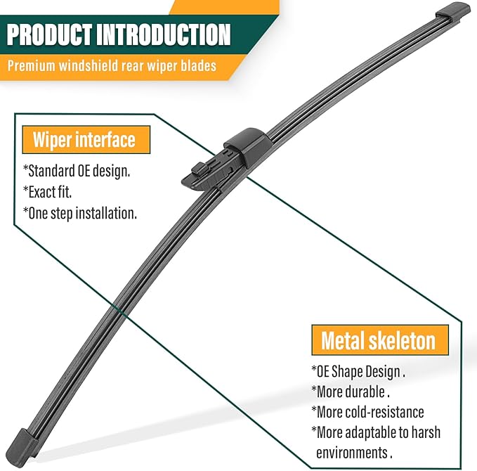 Windshield Wiper Blades Replacement for VW Volkswagen Atlas 2018 2019 2020 2021 2022 Original Factory Quality Front Rear Wiper Blade Set - 26" 22" 12" (Set of 3)