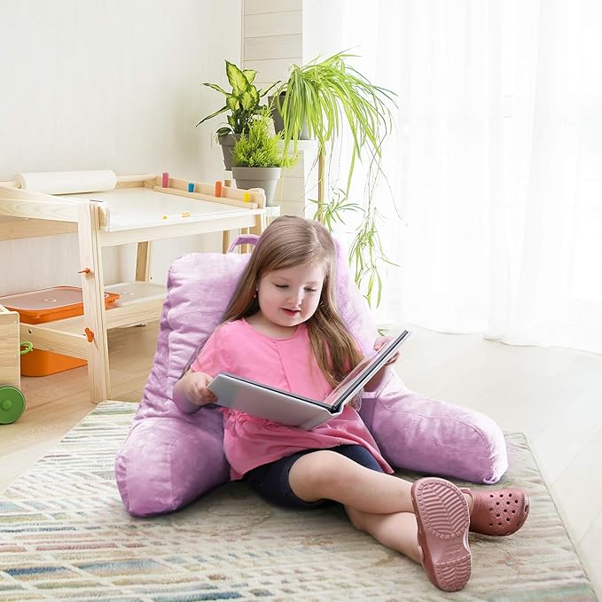 Nestl Reading Pillow for Kids & Teens with Shredded Memory Foam, Backrest Pillows for Reading, Watching, and Gaming, Use on The Couch, Bed, or Floor, Adjustable Support with Washable Cover Lavender