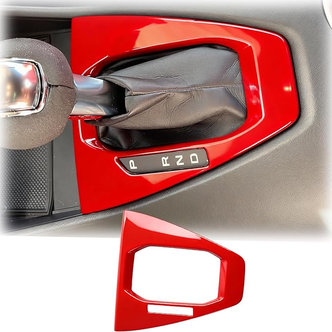 MUXEE Console Gear Shifter Panel Cover,for Ford Mustang 2024 2025 2026 - ABS Wine red Sport Style Automatic Gear Shift Head Panel Cover Accessories(for Automatic Gear Model)