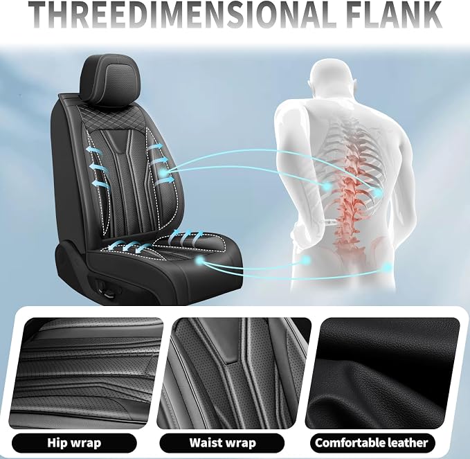 Fit Escape Car Seat Covers Premium Leather for Ford Escape 2010-2025 2026. Waterproof，Anti-Slip, Scratch-Resistant & All-Weather Seat Cushion Protector (2 Front Seat, All Black)