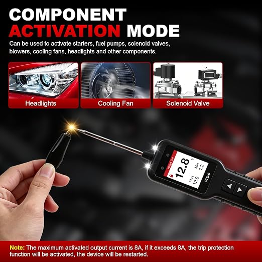 Power Circuit Probe,Colour screen12-24V DC Car Electrical System Diagnostic Test Tool,Electrical Short Open Breaker Circuit Finderand Component Activated，with Multimeter Mode