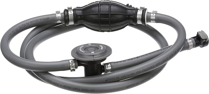 Attwood Mercury Marine Fuel Line Kit, EPA Compliant, 6 Ft, 3/8-In Dia. Hose with Tank & Engine Fittings, includes Sprayless Connector (Tank-side Fitting), Primer Bulb, Fuel Demand Valve, 93806MUSD7
