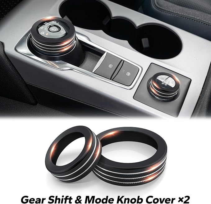 for 2025-2026 Ford Bronco Sport Accessories (Not for Bronco) 9PCS Aluminum Alloy Knob Cover Trim Set for Push Start, Volume, Air Vent Tabs, Headlight & Gear Shift Knob (Black)
