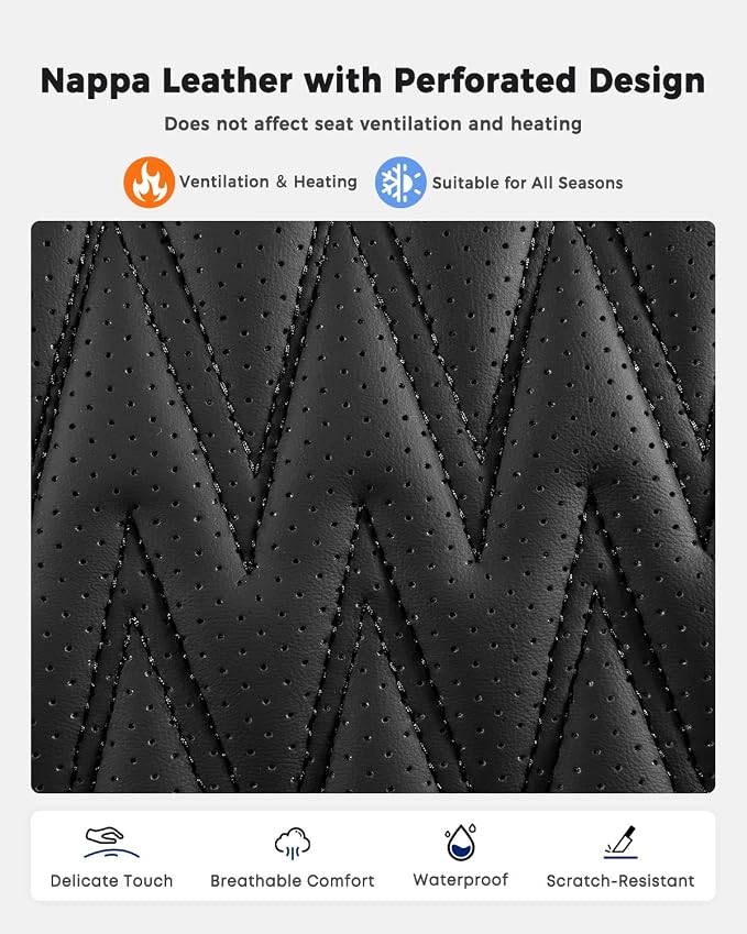 Huidasource Black Car Seat Covers, Waterproof Faux Leather Universal Fit Most Cars Sedans SUVs Trucks Airbag Compatible, Cup Holder Access, Car Seat Compatible, Easy Install, Wipes Clean