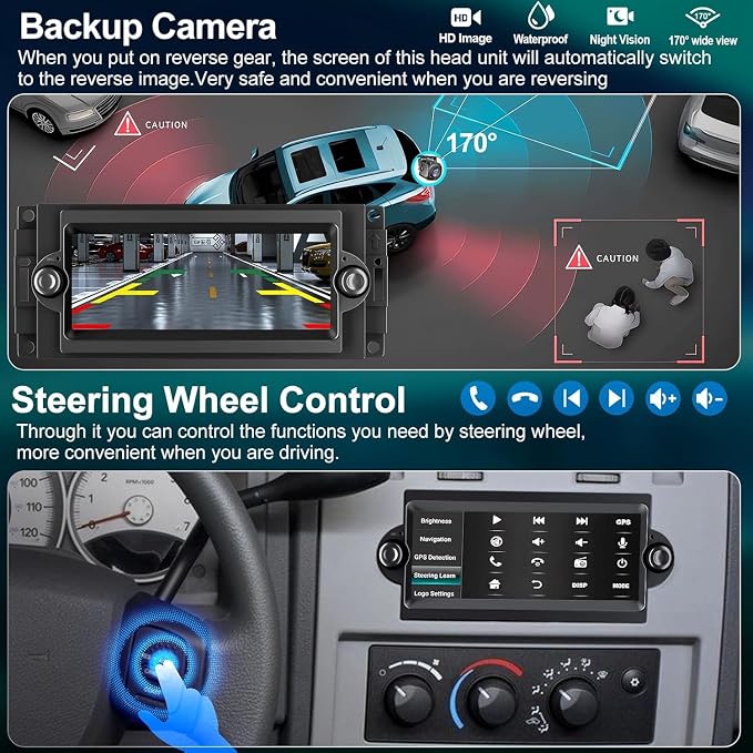Android 13 Car Radio Stereo for Dodge Ram 2006 2007 2008, for Durango 2005 2006 2007 2008, 4GB RAM+64GB ROM Head Unit for Dodge, 6.8" CarPlay Touchscreen with Bluetooth and GPS Navigation