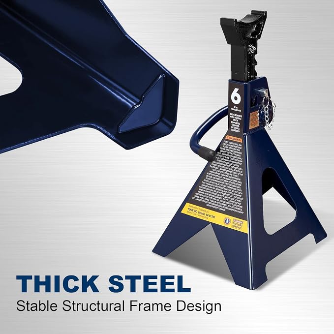 Big RED AT46002AUR Torin Double Locking Steel Jack Stands, 2 Pack, 6 Ton (12,000 lb), Blue