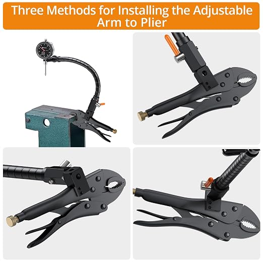 Neoteck Disc Brake Rotor Gauge Set 0-1"/0.001" Ball Joint Runout Gauge Set with 13.77" Flexible Arm and 7" Tight Grip Locking Plier,Widely Used in Automotive Maintenance and Industrial Processes-Black