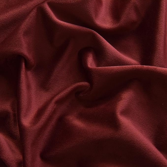 Roslynwood Luxury Soft Ruby Wine Velvet Curtains 90 inches Long Back Tab Thermal Insulated Blackout Window Drapes for Living Room/Bedroom/Dining Room, W52 x L90, 2 Panels