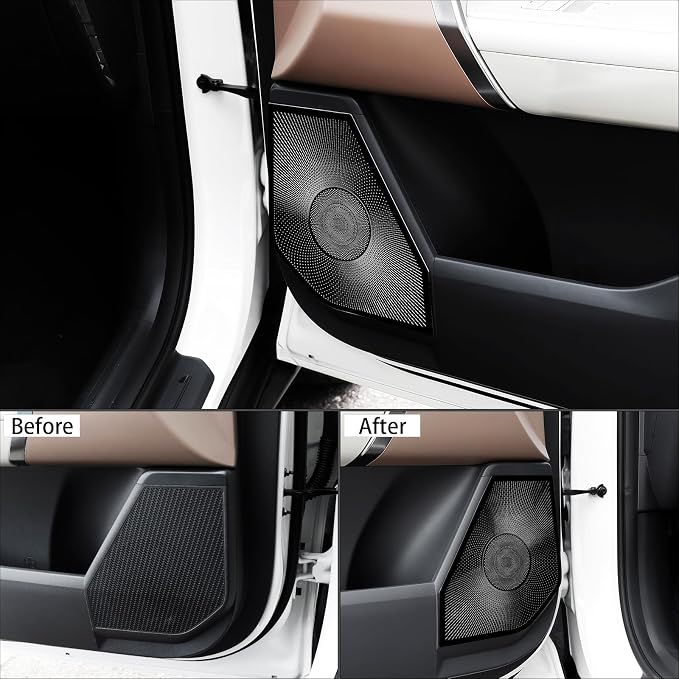 Stainless Steel Car Door Speaker Cover Car Interior Chrome Car Door Speaker Decor Cover Set Compatible with Kia SELTOS 2027 Accessories(Black)