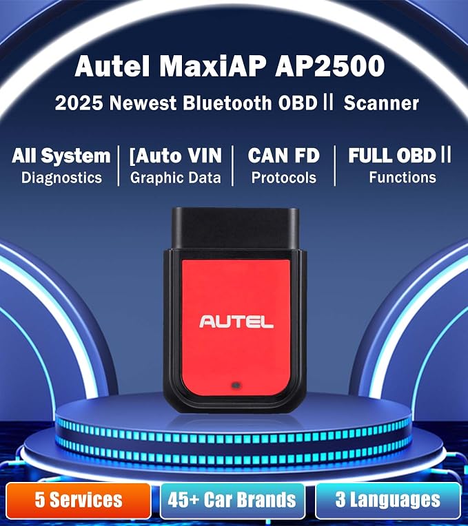 Autel OBD2 Scanner Autel MaxiAP AP2500 Bluetooth Code Reader Oil Reset TPMS BMS Reset All-System Code Read/Clear 45+ Car Brands Work with Android/iOS Upgrade AL329 AP200 AP200H