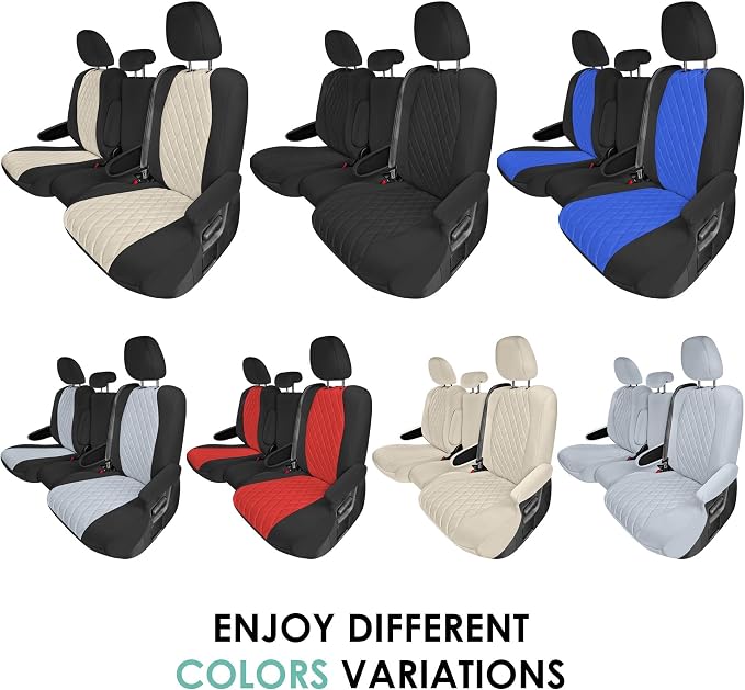 FH Group Custom Fit Car Seat Covers Specifically Made for Toyota Sienna 2011-2020, Car Seat Cover 2nd Row Set, 8 Seater Automotive Seat Covers in Blue Neoprene, Waterproof and Washable Seat Covers