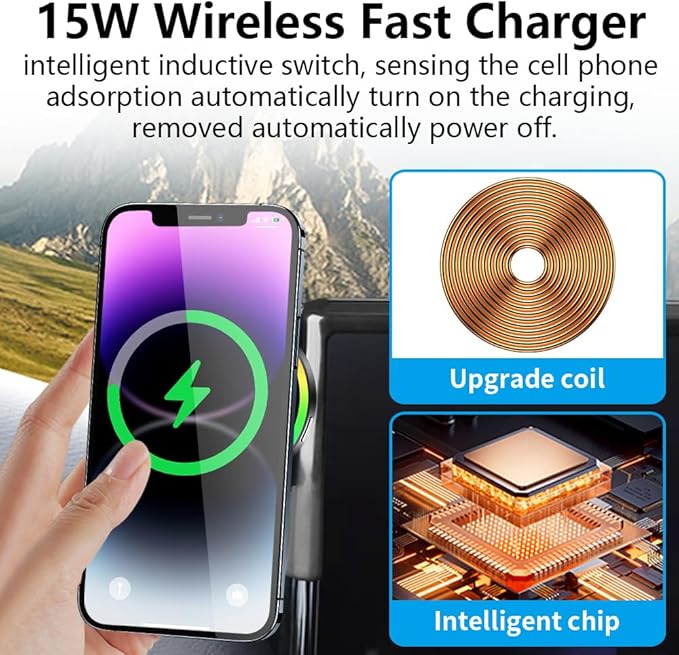 Car Magnetic Phone Mount for Toyota Highlander 2020-2026 Limited Platinum [only for 12.3 inch Touch Screen ] Auto Accessories Best Cellphone Holder Fast 15W Wireless Charger Cell Phones Charging Stand