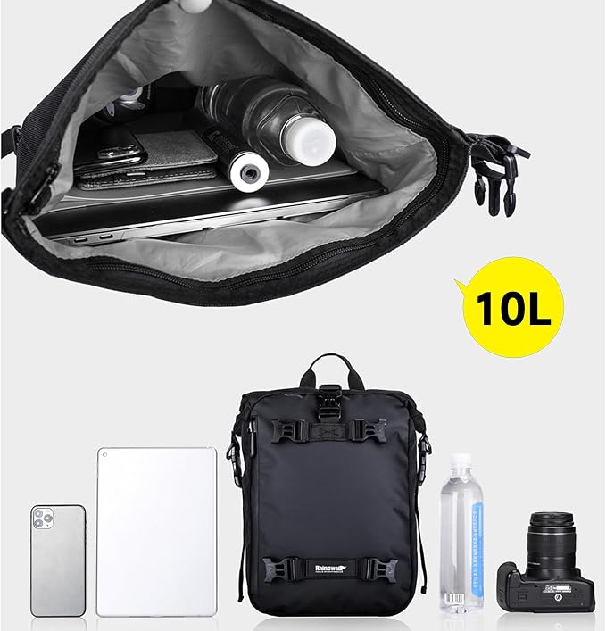 Waterproof Motorcycle Tail Bag 10L Motorbike Rear Rack Storage Bag Saddle Pannier for Touring Adventure Commuting Black
