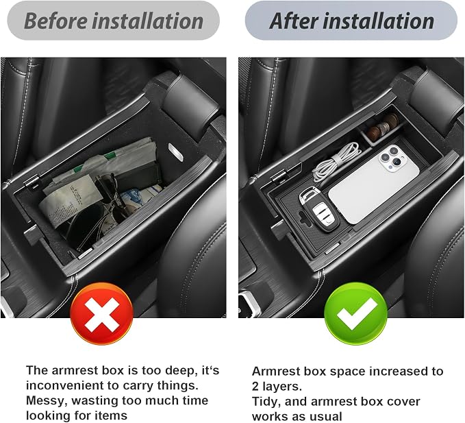 SKTU Upgrade for 2023-2026 Lincoln Corsair Accessories Center Console Organizer for 2023-2026 Lincoln Corsair Console Tray 2023-2026 Corsair ABS Durable Insert Console Organizer with Coin Holder