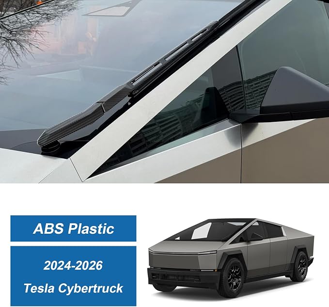 Carbon Fiber Windshield Wiper Trim Cover Compatible with Tesla Cybertruck 2024-2026