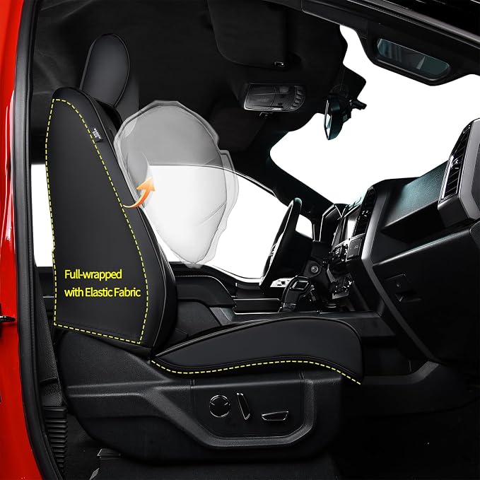Ranger Seat Covers, for 2019-2023 Ford Ranger XLT XL Lariat Crew Cab, Napa Leather Seat Protector (Full Set, Black)
