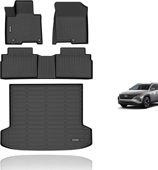 KELCSEECS Floor Mats & Cargo Liner Custom for 2025 2024 2023 2022 Hyundai Tucson Plug-in Hybrid All Weather Car Mats Automotive Cargo Mat Floor Liners Trunk Mat Hyundai Tucson PHEV Trunk Liner