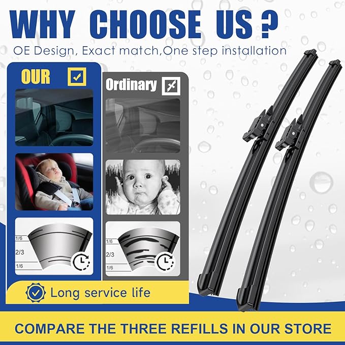 ANRDDO Wipers Factory Replacement For Ford Explorer 2011-2018 Original Equipment Windshield Wiper Blade Set - 26"+22" (Set of 2) Pinch Tab