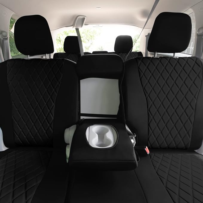 FH Group Custom Fit Car Seat Covers Specifically Made for 2016–2022 Honda Pilot, 2nd Row Set Black Ultraflex Neoprene, Waterproof Car Seat Cover, Honda Accessories
