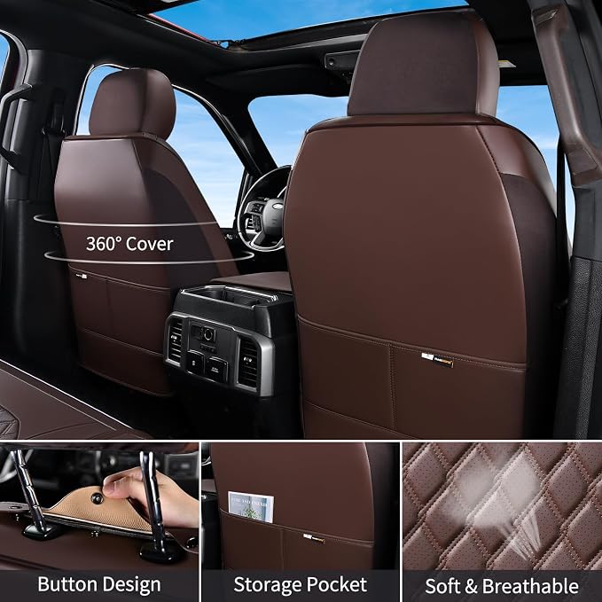 Huidasource 2007-2017 Wrangler JK Seat Covers 4 Door, Custom Fit Wrangler Seat Cover, Front&Rear Seat Cushion Protector Fit for Jeep Wrangler JK 4-Door Sahara Sport Rubicon (Full Set/Coffee)