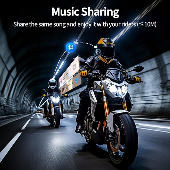 JESIMAIK Motorcycle Helmet Bluetooth Headset, 10 Way 2KM Helmet Communication System, Multitasking Audio Motorcycle Intercom, 2 Mics&40mm Speaker (2 Pack)