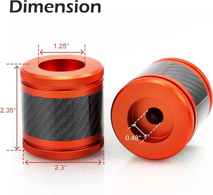 Crash Bar Sliders End Caps CNC Carbon Fiber Inlay Decorative Sliders Fits for 1.25" Front Engine Guard Rear Saddlebag Guard CNC 60mm (Orange)
