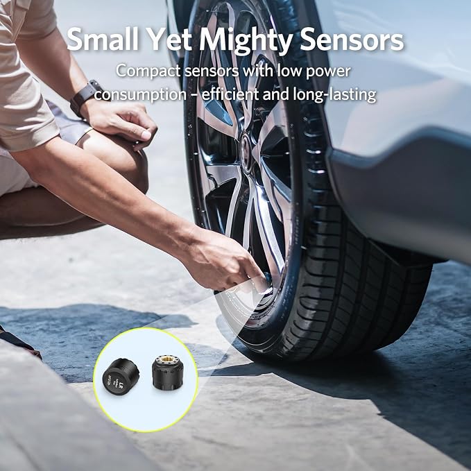 Tymate TM3 RV Tire Pressure Monitoring System, Tire Pressure Monitor with Solar Charge, TPMS with 4 Sensors(Max to 10) & 6 Alarm Modes, Updated w/Color LCD Display, 0-144PSI for RV/Trailer/Truck