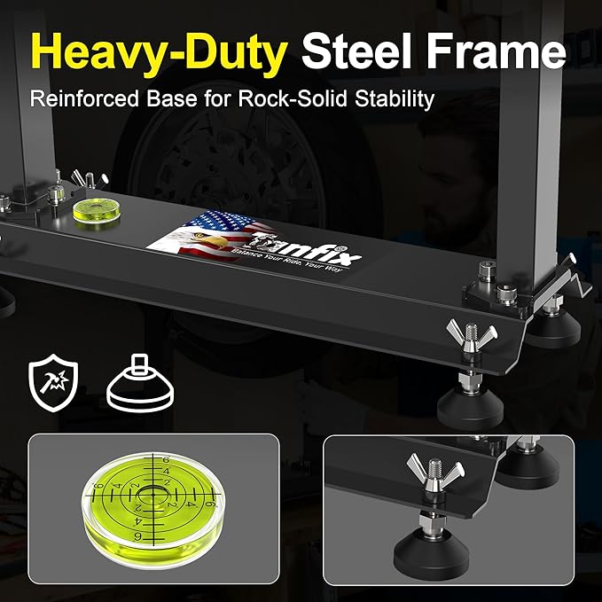 Motorcycle Wheel Balance Stand, Heavy-Duty Single-Axle Wheel Balancing Tool for Static & Dynamic Tire Alignment, Balancer for Sport and Dirt Bike Wheels (Single-Axle Standard)