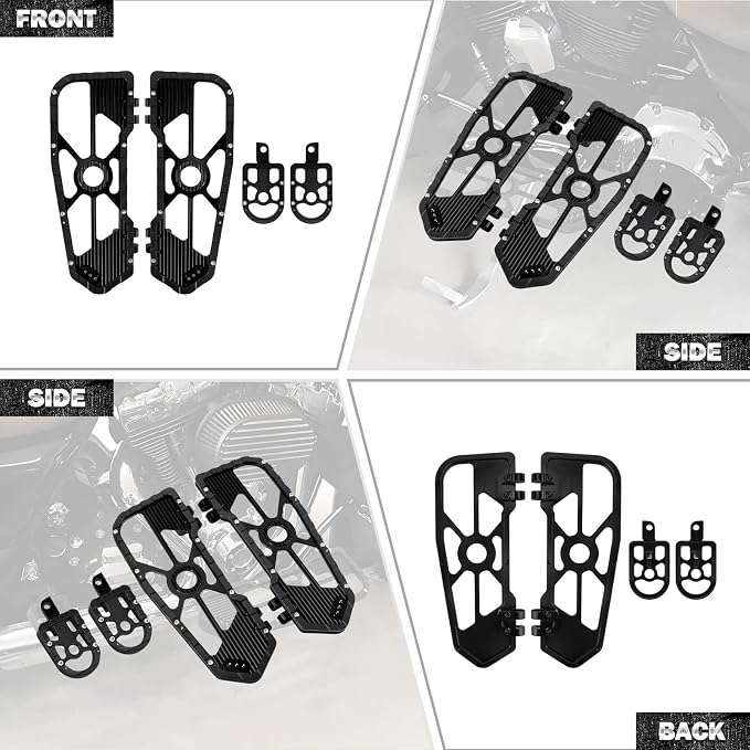 Motorcycle Floorboards Driver Passenger Footboards Wide Foot Pegs Board Pedal Compatible with Touring Electra Road Street Glide Softail Road King Black Edge