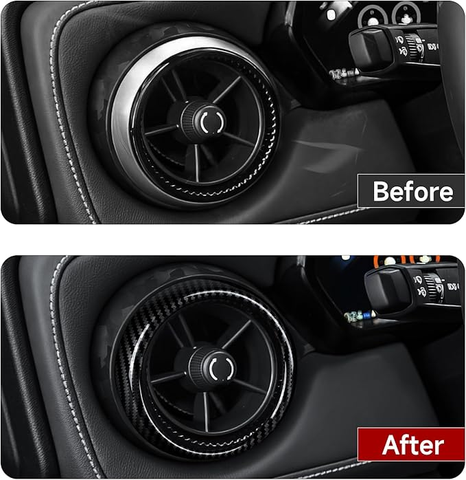 Car ABS Carbon Fiber Dashboard Side Air Outlet AC Vent Sticker Cover Interior Trim Decal for Chevrolet Colorado 2023 2024 2025 Accessories (Inner Ring)