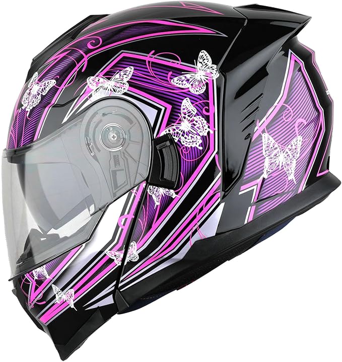 1Storm Motorcycle Street Bike Modular/Flip up Dual Visor Sun Shield Full Face Helmet HJK920